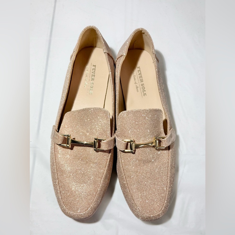 Elegant Glitter Loafers - Rose Gold